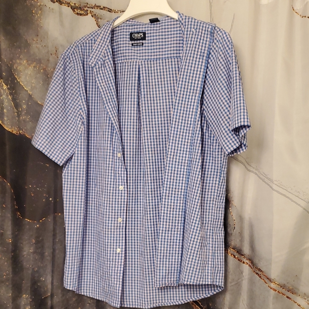 Chaps Light Blue Gingham Men's Shirt Vintage Y2k